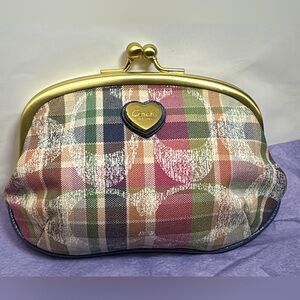 VINTAGE COACH DAISY MADRAS PLAID KISS LOCK COIN PURSE